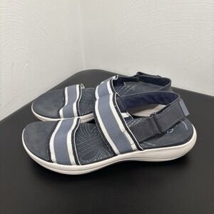 Clarks Cloudsteppers Womens Strappy Sandals Navy‎ Blue White Size 9 Casual